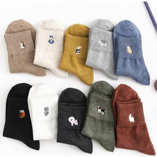 Streetwear Cartoon Embroider Cute Socks Women Japanese Korean Harajuku Style Kawaii Socks Autumn Winter for Ladies