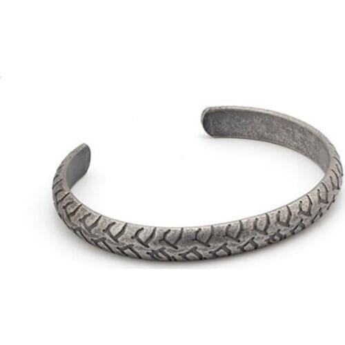 Stainless Steel Vintage Black Gold Tire Men Punk Rock Bracelet Bangle Jewelry Gift For Him