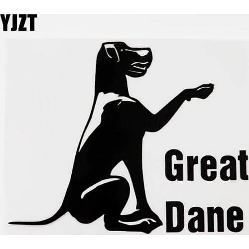 YJZT 15CMX12.1CM Fun Animal Sitting Great Dane Vinyl Car Sticker Decal Black/Silver 8C-0143