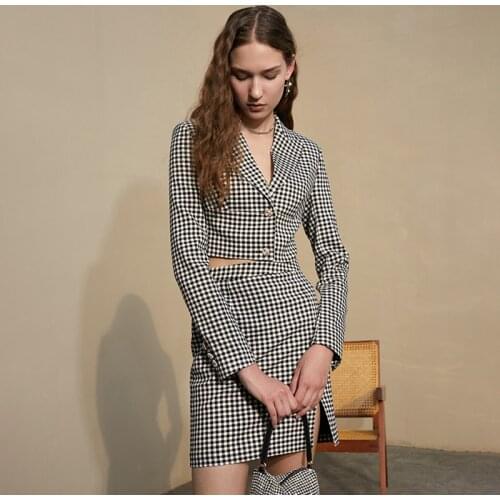 Retro Plaid Women Suits Custom Made Office Lady Slim Fit Blazer Short Sexy Top Mini Dress High Quality Female Jacket