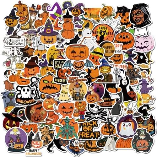 10/30/50PCS Cartoon Halloween Horror Pumpkin Diary Waterproof Luggage Laptop Toy Skateboard Decoration Sticker Wholesale