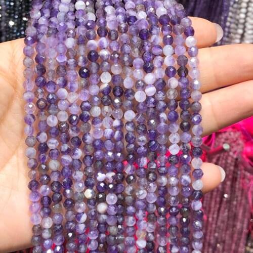 2/3mm Natural Purple Amethysts Beads Faceted Crystal Loose Spacer Beads For Jewelry Making Diy Accessories Bracelet Necklace