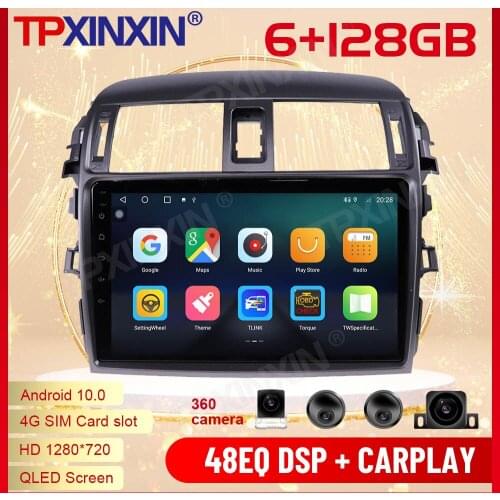 2 Din Carplay Android Radio Receiver Multimedia Stereo For Toyota Corolla 2006 2007 2008 2009 2010 2011 2012 2013 GPS Head Unit
