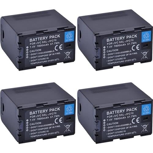 4Pcs SSL-JVC70 SSLJVC70 SSL-JVC50 JVC50 Battery 7800mAh with USB Output Function for JVC GY-HM600, GY-HM650, GY-HMQ10, GY-LS300