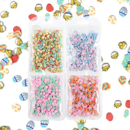 4 Bags Easter Nail Art Sequins Easter Eggs Bunny Polymer Clay Slices Nail Art Accessories 3D Rabbit Chick Cute Nails Decorations