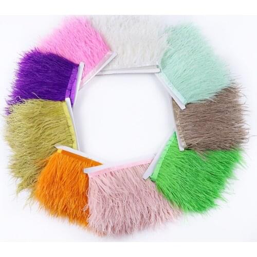 5Meters Natural Ostrich Feathers Trim Ribbon DIY Wedding Shawl Decoration Carnival Clothes Sewing Accessories Plumes For Crafts