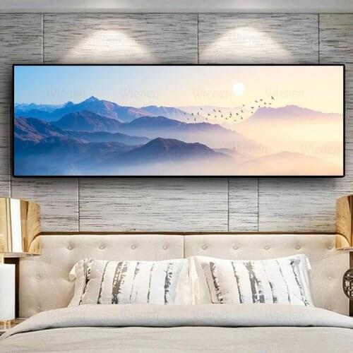 Sunrise Mountains Landscape Abstract Painting On The Wall Art Pictures for Living Room Home Decor No Frame Poster Mural