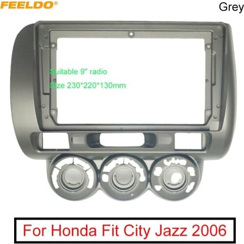 FEELDO Car Stereo Audio Fascia Frame Adapter For Honda Fit City Jazz (LHD) 9" 2Din DVD Panel Bezel Frame Installation Trim kit
