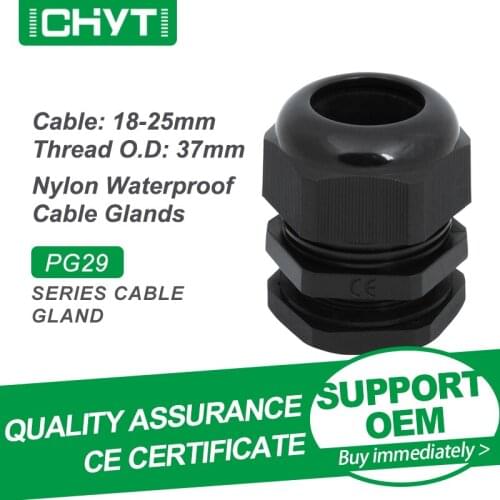 Free Shipping CHYT PG29 PG36 PG42 M Series 1piece White Black Nylon Plastic Connector IP68 Waterproof Cable Gland