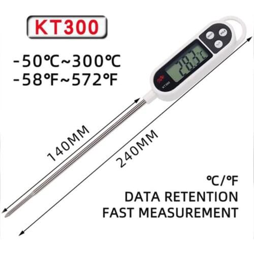 KT300 Digital LCD Thermometer Temperature Measuring Tester Household Kitchen Laboratory BBQ Cooking Meats Milk Food Probe KT-300