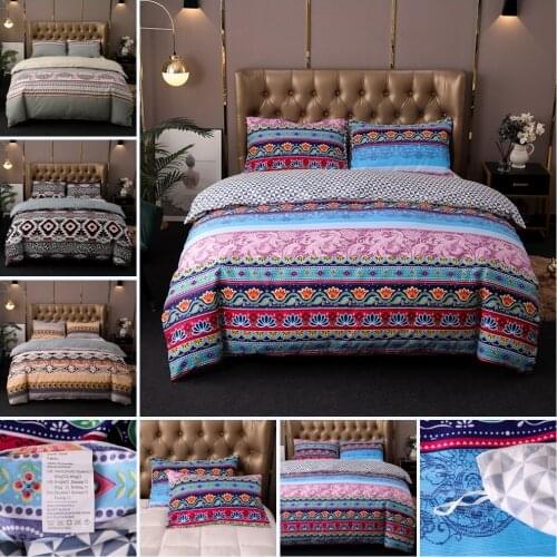 Modern Bohemian Bedding Set Luxury Mandala Printed Duvet Cover Set with Pillowcovers Housse De Couette Boho Quilt Cover
