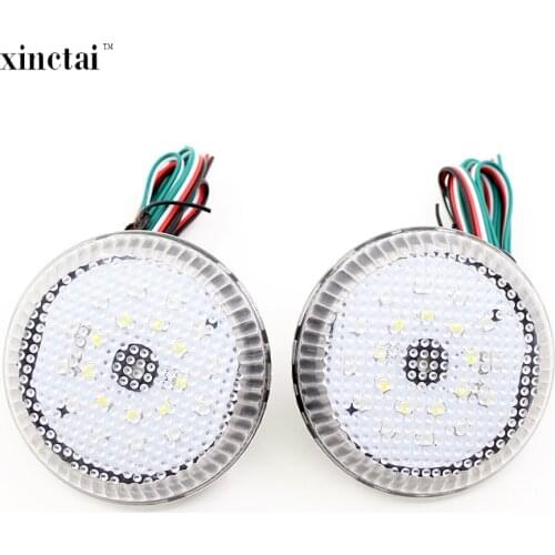 2PCS 6.8cm Round Clear Lens LED Rear Bumper Reflector Light Tail Brake Lamp for Toyota Sienna Corolla Nissan Qashqai Scion xB iQ