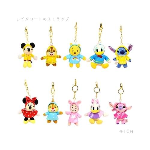 Disney Mickey Stitch Piglet Anime Stuffed Plush Dolls chain Pendant Fluffy Ornament Dolls Keychain Cartoon Soft Toys Gifts New
