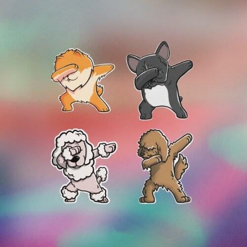 4PCS Car Styling Sticker Cute Dog Dancing Pomeranian Law Fight Poodle Golden Retriever Auto Window Body Motorcycle Case Decals