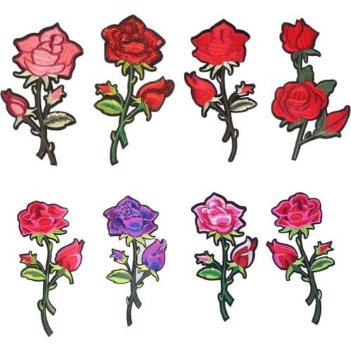 Rose Bouquet Patch Sticker Iron on Clothes Heat Transfer Applique Embroidered Applications Cloth Fabric Sequin Patches clothing