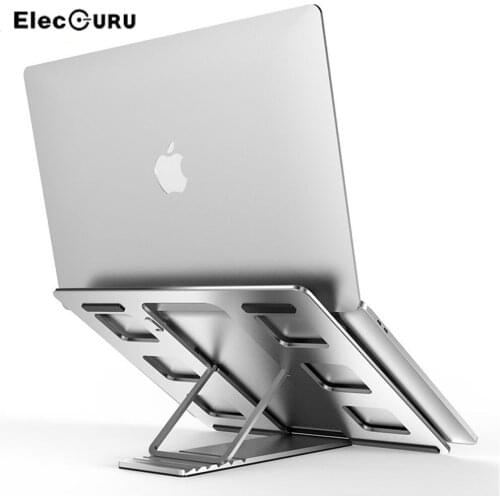 Aluminum Alloy Laptop Holder Cooling Stand Adjustable Folding Hollow Bracket for Notebook MacBook Pro Non-Slip Lifting Holder
