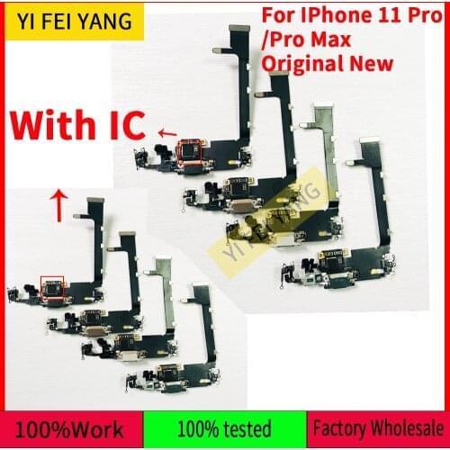 With IC Original New USB Charging Dock Connector For IPhone 11 Pro Max Charger Plug Port Flex Cable With Mic RePlacement Parts