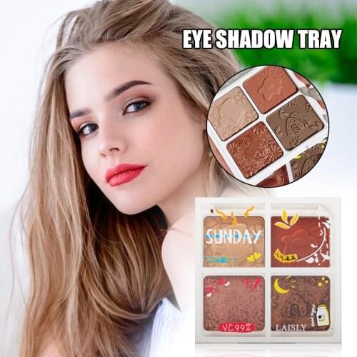 4 Colors Full Matte Eyeshadow Palette Non Flying Powder High Color Rendering Transparent Acrylic Shell Square Makeup Eyeshadow