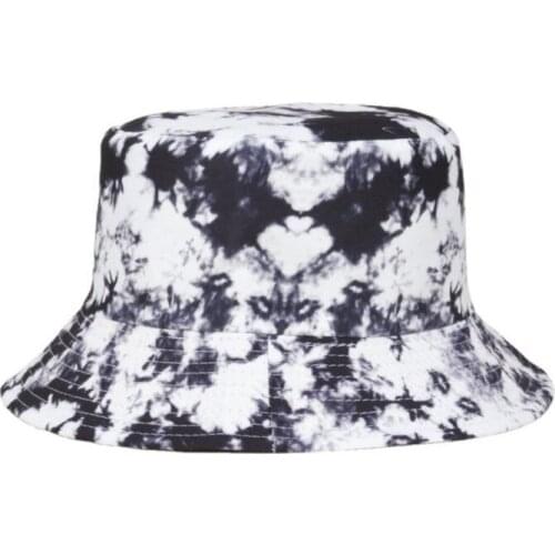 New Black Tie Dye Print Summer Spring Fisherman Sun Hat Unisex Outdoor Bucket Hat for Women Men Caps Double Side Gorras