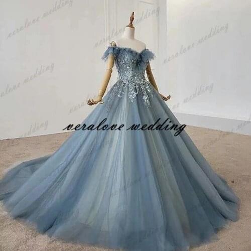 Real Images Prom Dress Off the Shoulder Sweep Train Lace Appliques Pageant Prom Party Gowns For Sweet 15 Girl