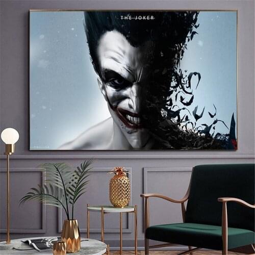 HD Classic Movie Posters and Prints Creative The Joker Character Canvas Painting Home Wall Art Pictures Aesthetic Room Decor