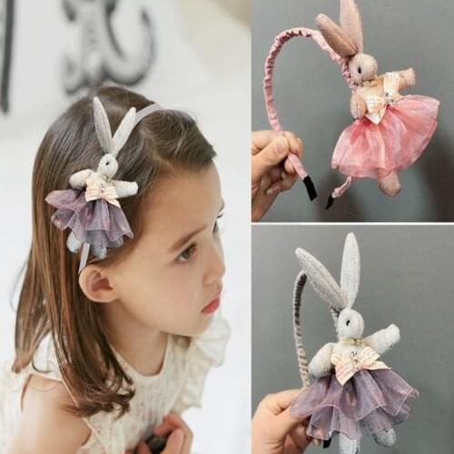 1PC NEW lovely Girls Rabbit Cartoon Children Headband HeadWear Organza Animal Princess Hair Ball