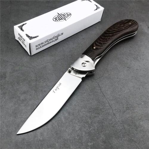 Russia Souvenirs Folding Blade Outdoor Knife 440C Steel Wood Handle Self-defense Survival Tool Tactical Hunting Fishing Knife