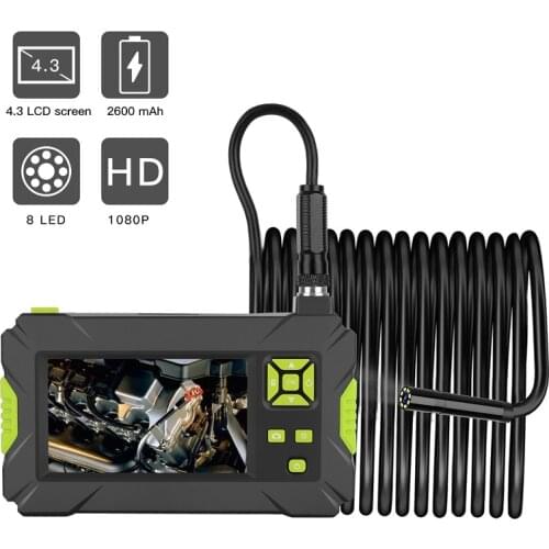 P30 handheld screen endoscope camera 8mm semi-rigid cable 8mm 2.0mp camera HD 4.3 inch display with 18650 battery