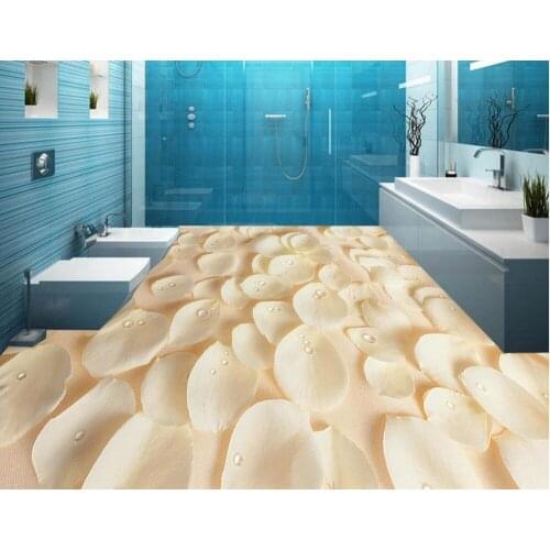 Custom Photo self-adhesive 3D floor Waterproof floor mural painting white rose 3d floor wallpapers Home Decoration