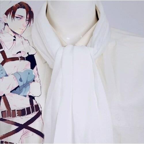 Levi Ackerman Bowknot White Scarf Attack On Titan Anime Cosplay Shingeki No Kyojin Survey Corps Silk Autumn Winter Scarves