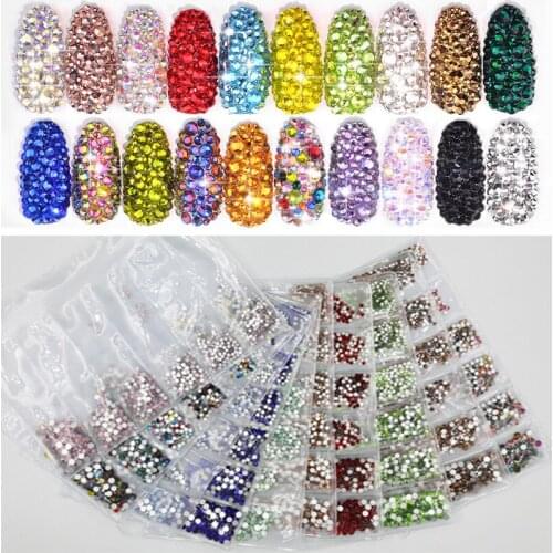 31 Colors Mix Sizes Crystal Glass Nails Art Rhinestones For 3D Nail Art Rhinestones Decoration Gems