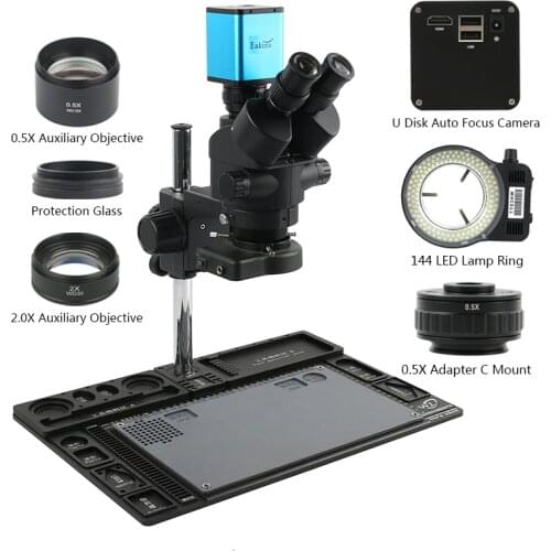 3.5X-90X 7X-45X Zoom Trinocular Microscope Stereo Microscope+ SONY IMX290 1080P FHD Auto Focus Camera for Phone Repair Soldering