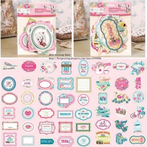 Vintage Titles&Quotes Cardstock Die Cut Pack Paper Die Cuts Emebellishments Decorative Edge Cardstock Pack