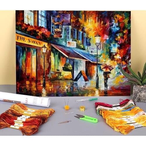 The Swan - London Printed Water-Soluble Canvas 11CT Cross Stitch Full Kit Embroidery DMC Threads Handiwork Hobby Different