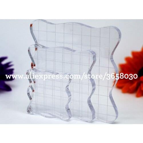 High quality Acrylic stamp block with square gridThree different sizes 50x50mm 75x75cmm 100x100mm 8072303