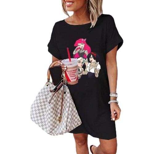 Punk Tattoo Princess Dresses Ladies Cartoon Summer Dresses for Women Korean Style Vintage Clothes Women Dress Kawaii Clothes