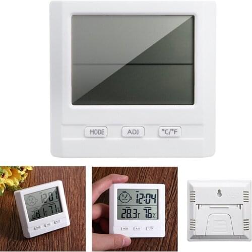 LCD Digital Clock Temperature Humidity Meter Home Indoor Outdoor Hygrometer Thermometer Weather Station