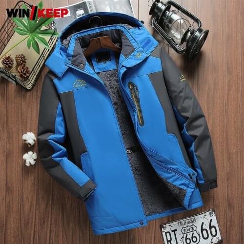 Plus Size 9XL Winter Men Thick Warm Hiking Jacket Windproof Detachable Hooded Cotton Windbreakers Outdoor Camping Outerwear