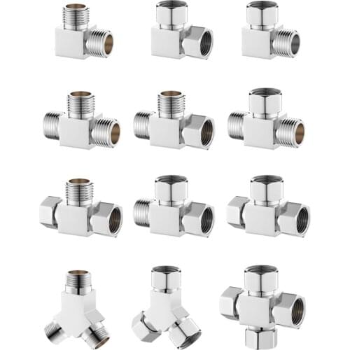 1PC Three-way articulated angle valve one in two out 1/2" DN15 one internal tooth two external tooth interface