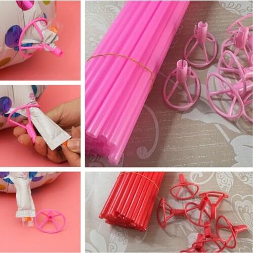 30 sets/ lot High quality Foil Balloon stick 40cm Colorful PVC rods cups for Supplies cartoon Aluminum Balloons Decoration
