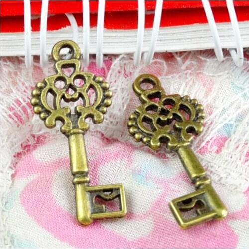 80pcs 28*12MM Antique Bronze Plated Key Charms Pendant DIY Jewelry Making Findings