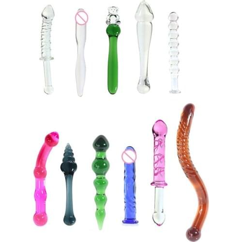 New 11 Size Glass Dildo Anal Plug Flirt Masturbator Sex Tools Anal Beads Dildos Butt Plug Glass Penis Sex Toys For Woman Men Gay