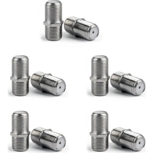 Areyourshop 10Pcs F Thread Head Double Female to Female RF Coaxial Straight Connector