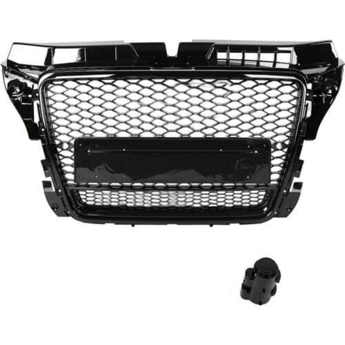Car Front Sport Hex Mesh Honeycomb Hood Grill Black for Audi A3/S3 8P 2009-2012 Black for RS3 Quattro Style Car Accessories NEW