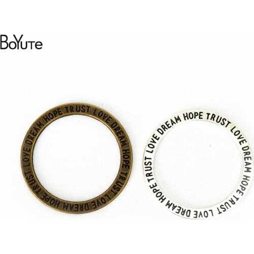 BoYuTe (60 Pieces/Lot) 35MM Zinc Alloy Antique Bronze Silver Plated Metal Word Circle Pendants for Jewelry Findings Components
