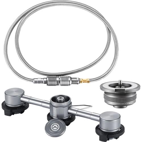 CAMPINGMOON 3In 1 Butane Adapter Extension Hose Split Furnace Adapter Gas Cartridge Head Conversion Nozzle Bottle Type Butane