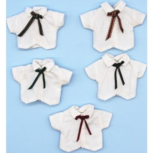 OB11 Baby Shirt Short Sleeve Shirt Preppy Uniform Tie Tie GSC Baby Clothing Tie Suit doll clothes