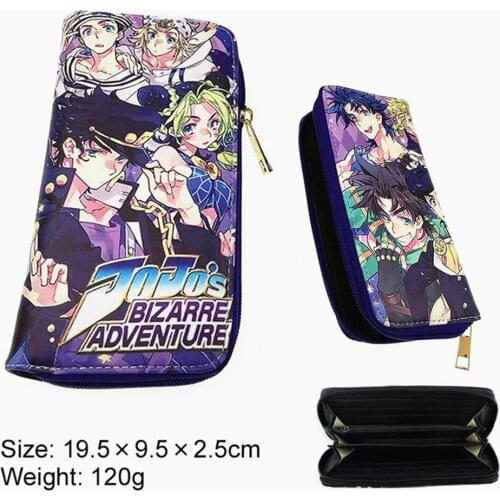 Anime JoJos Bizarre Adventure PU Long Wallet Zipper Card Holders Purse Boys Girls Leather Coin Cartoon Print Cosplay Moneybag