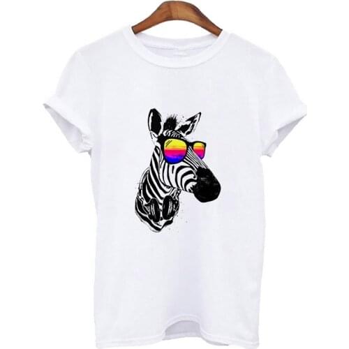 Cartoon Cool Zebra print tshirt women 90s Girl Harajuku tshirt T shirt Summer T-shirt O-neck short sleeve tshirt female