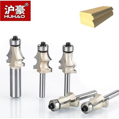 HUHAO 1pc 1/2" 1/4" Shank Drawing Line Router Bit for Wood With Bearing Woodworking Tools Two Flute Endmill Milling Cutter